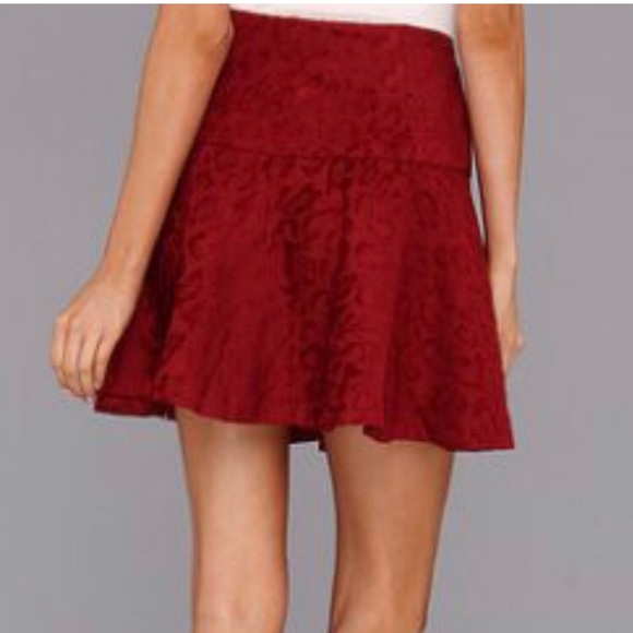 Free People Red Chenille Cheetah Skirt, Size (8) - Picture 4 of 7